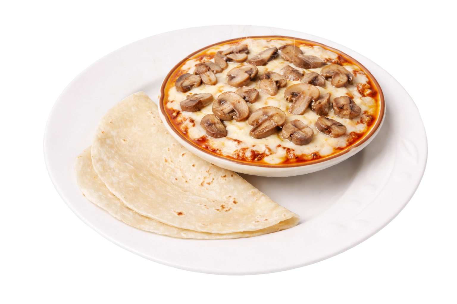 Queso fundido con champiñones